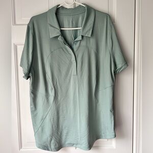 Lululemon Athletica Green Polo Shirt Short Sleeve Relaxed Fit 20